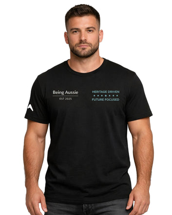 Aqua Core Black Tee - Being Aussie