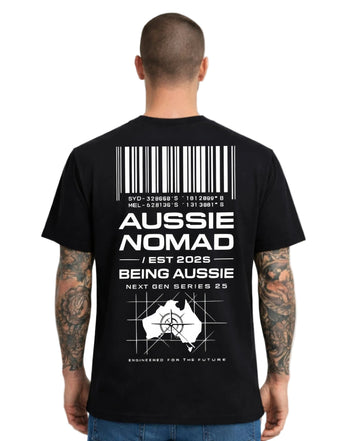 Aussie Nomad Black Tee – Premium Cotton Streetwear (BA15) - Being Aussie