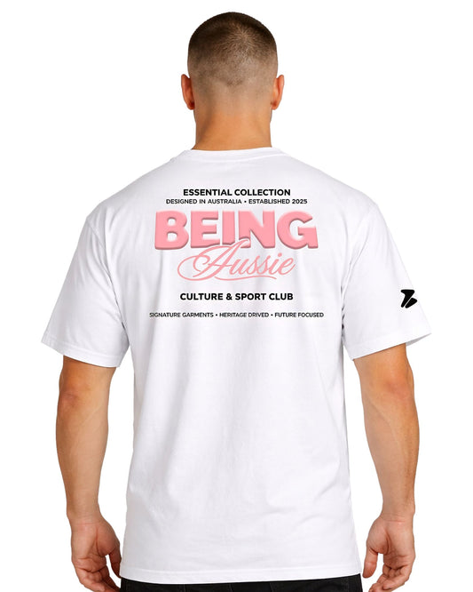 Crimson Core White Tee - Being Aussie