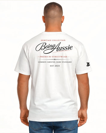 Signature Script White Tee - Being Aussie
