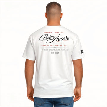Signature Script White Tee - Being Aussie
