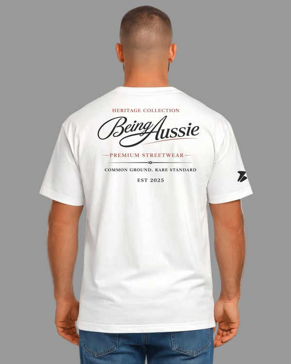 Signature Script White Tee - Being Aussie