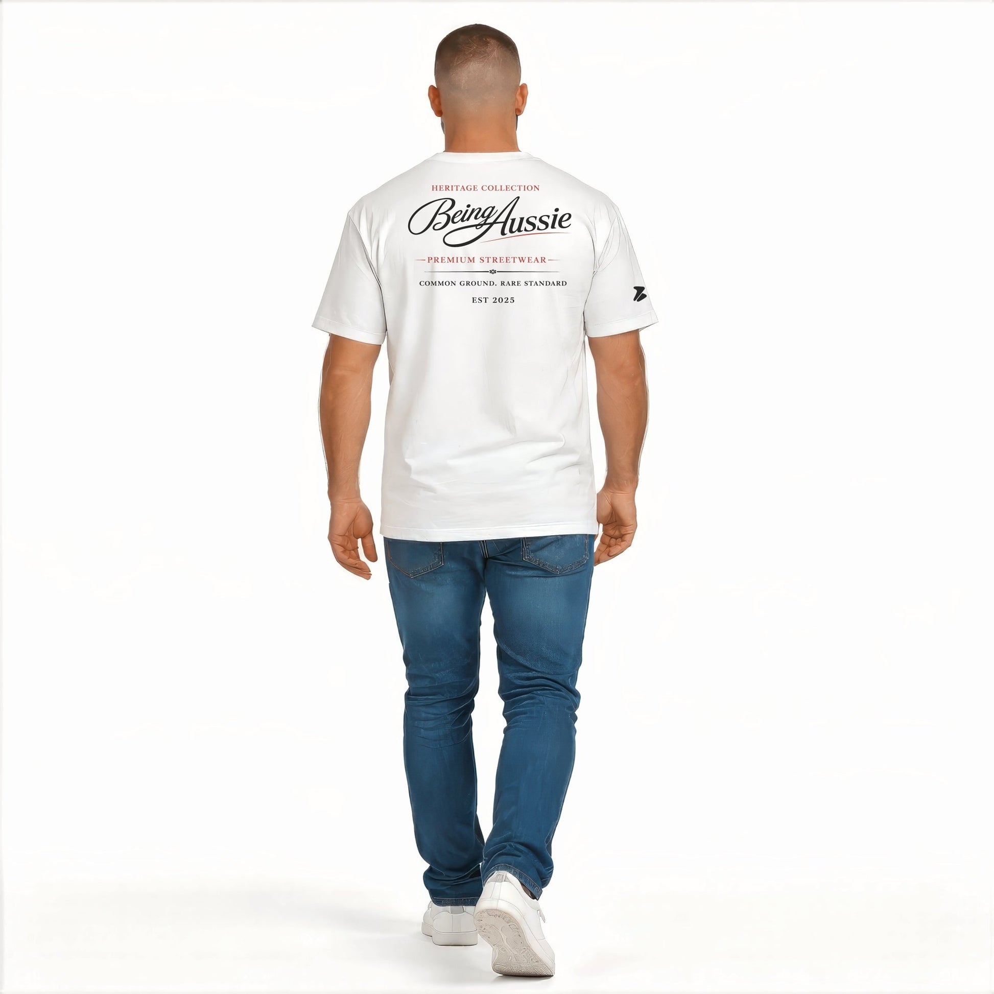 Signature Script White Tee - Being Aussie